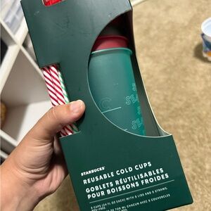 Starbucks Teal Reusable Cold Cups Set